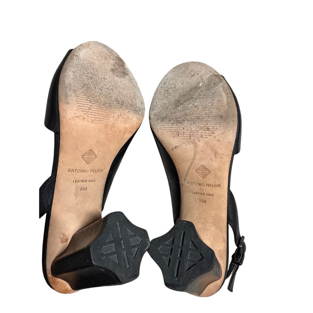 Antonio Melani Women’s Black Brinay Leather Peep Toe Slingback Sandals 8M - Picture 10 of 12